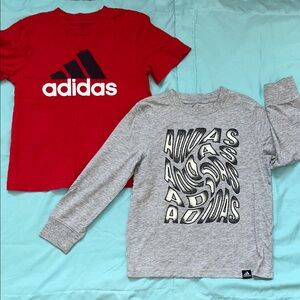 Adidas Kids Red Tee and Gray Long Sleeve Set